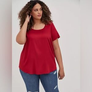 Torrid Red Stretch Challis Abbey Blouse With Decorative Back Buttons